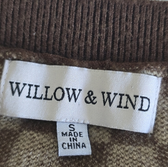 Willow&Wind Womens Checkered Pattern Print Brown&Tan Vest Sweater Sz Small - Picture 8 of 8